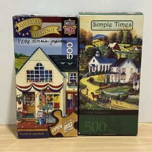 2 Masterpieces 500 Piece Puzzles Grain Inspectors NEW & Fourth Of July Store EUC